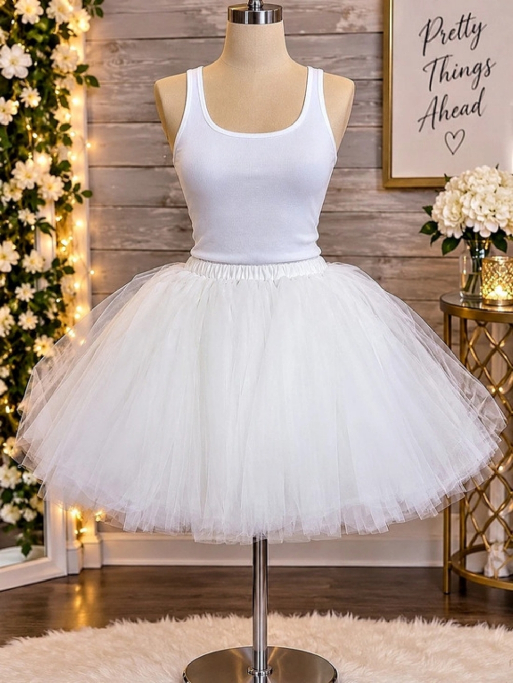 White Tulle Circle Skirt Like New